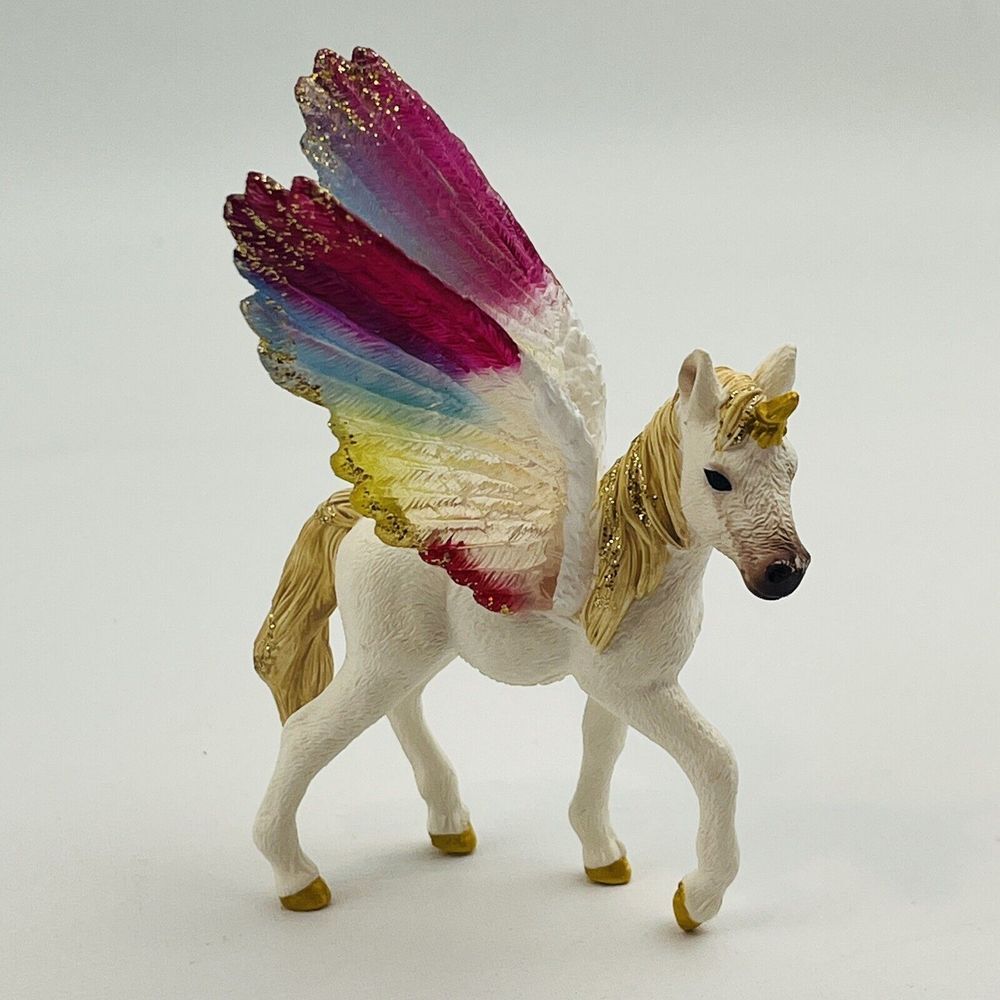 Schleich Winged Rainbow Unicorn Foal Glitter‎ Mane Tail Wings